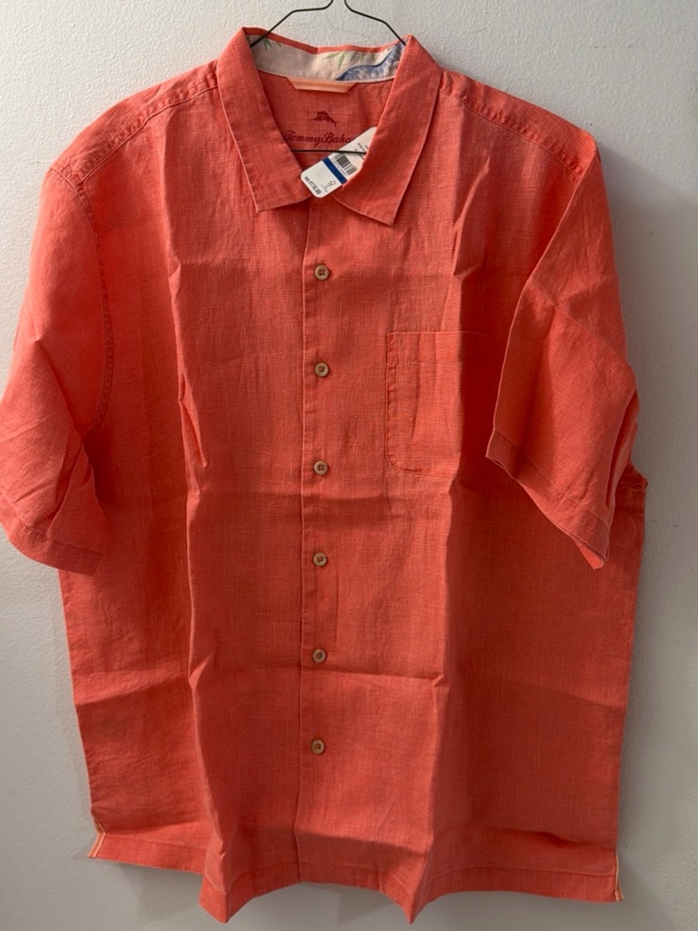 Tommy Bahama Men's Coral-Red Linen Button-Down Shirt